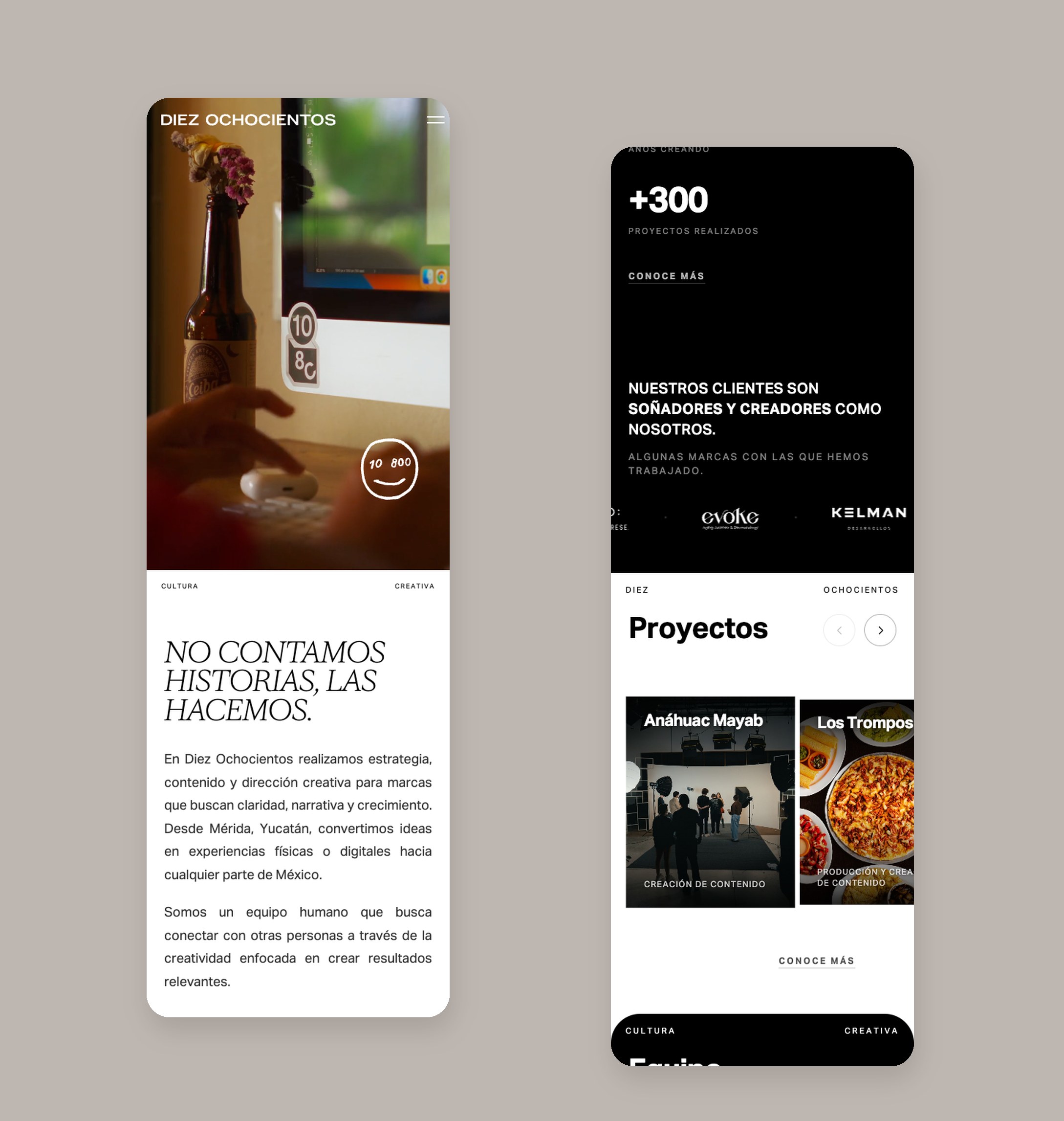 El sitio de Diez Ochocientos en móvil