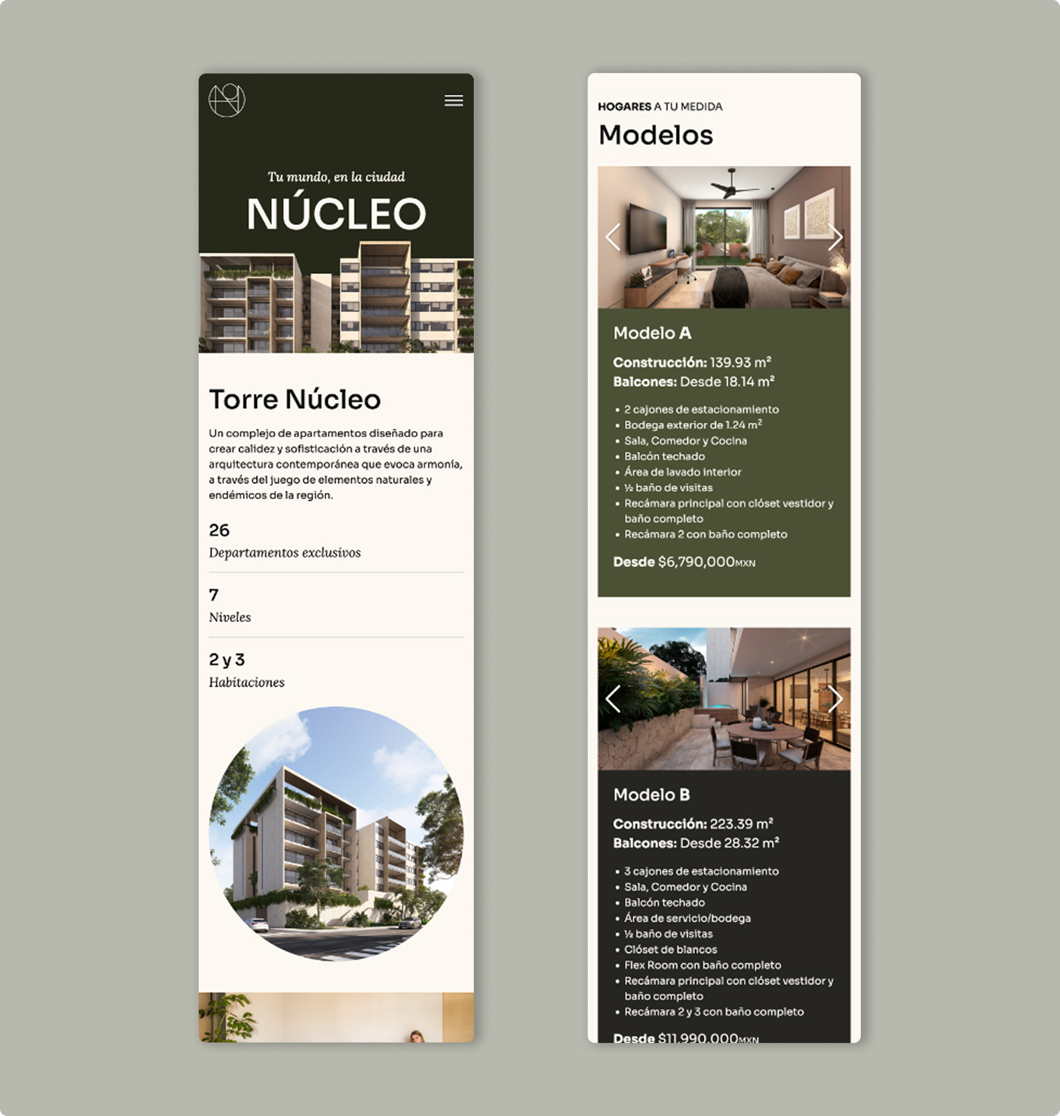 El sitio de Torre Núcleo en móvil
